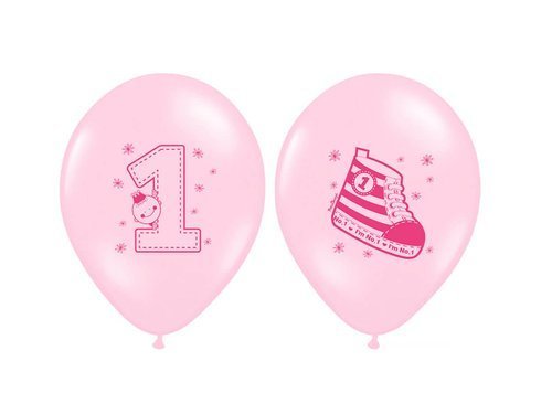 1st Birthday Balloon Girl "Shoe - I'm Number 1" - 30 cm - 6 pcs