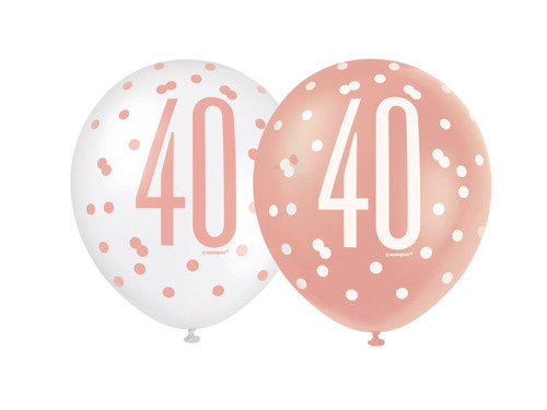 40th Birthday balloons - 30 cm - 6 pcs