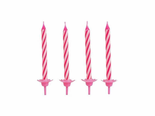 Birthday candles - pink - 24 pcs 12 bases