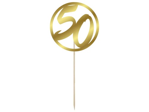 Cake topper 50 birthday gold - 1 pc