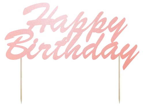 Cake topper Happy Birthday, pink - 20 cm - 1 pc