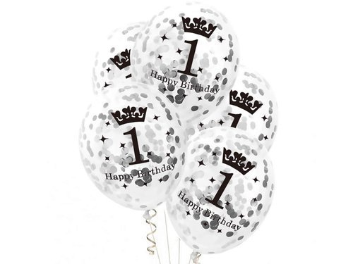 Clear Latex Balloons with confetti - 30 cm - 5 pcs
