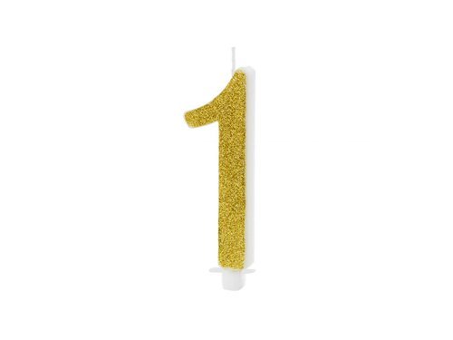Glitter gold Candle number 1 - 1 pc