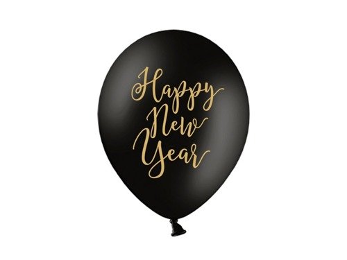 Happy New year black balloons - 30 cm - 6 pcs