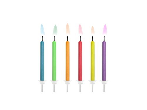Kolorowe świeczki z kolorowymi płomieniami - 6 szt.