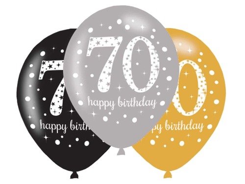 Latex Balloons Age 70 Celebration 27.5cm - 6 pcs