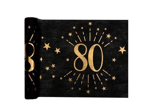 Metallic 80th birthday table runner - 30 x 500 cm - 1 pc