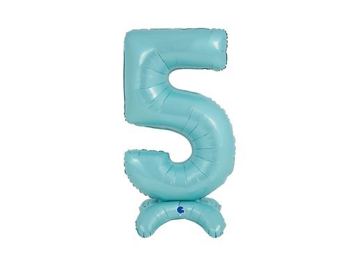 Number 5 Pastel Blue Standing Foil Balloon - 64 cm - 1 pc