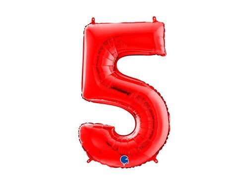Number 5 red Foil Balloon - 66 cm - 1 pc