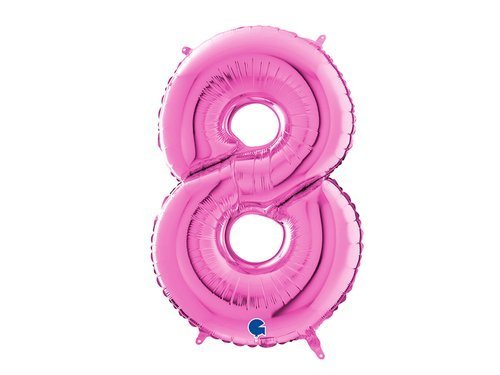 Number 8 fuxia Foil Balloon - 66 cm - 1 pc