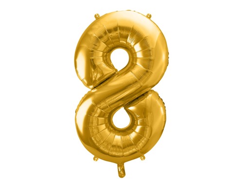 Number 8 gold SuperShape Foil Balloon - 86 cm - 1 pc