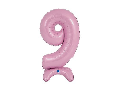 Number 9 Pastel Pink Standing Foil Balloon - 64 cm - 1 pc