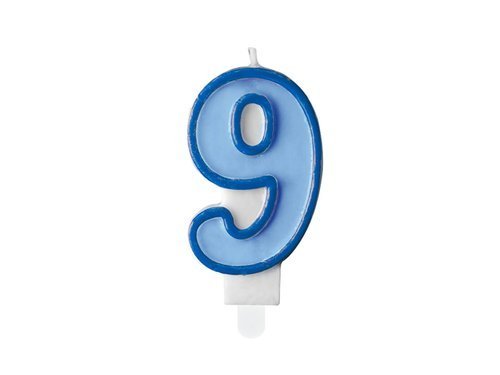 Number candle "9" - blue - 1 pc
