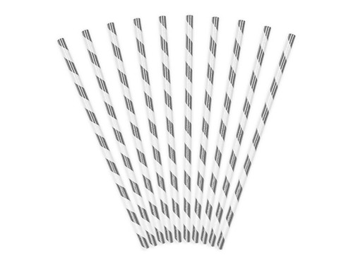 Paper Straws silver - 19.5 cm - 10 pc