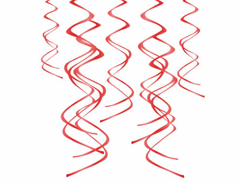 Red plastic Swirl Decorations - 60 cm - 5 pcs