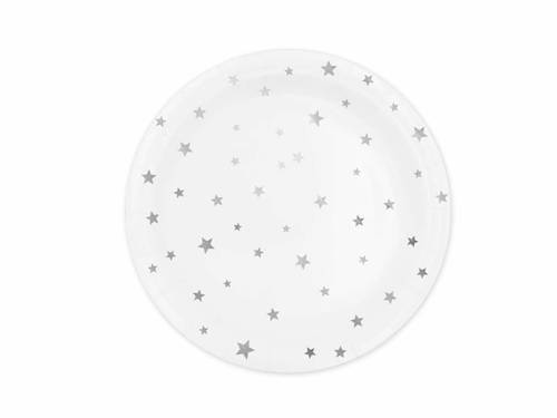 Silver Stars Paper Plates - 18 cm - 6 pcs