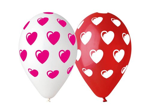 balloons with hearts for Valentine's Day - 31 cm - 5 pcs.