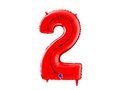 Number 2 red Foil Balloon - 66 cm - 1 pc