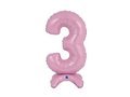 Number 3 Pastel Pink Standing Foil Balloon - 64 cm - 1 pc