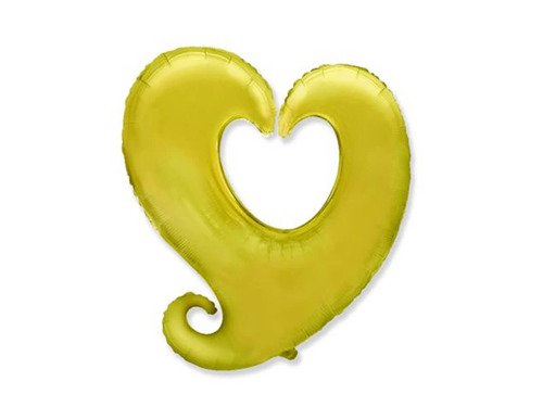 Balon foliowy serce złote - 60 cm - 1 szt.