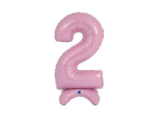 Balon foliowy stojący cyfra 2 pastelowa różowa - 64 cm - 1 szt.