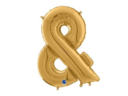 Balon foliowy złoty znak & - 66 cm - 1 szt.