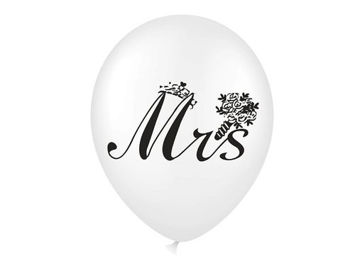 Balon lateksowy z nadrukiem weselnym Mrs - 46 cm - 1 szt