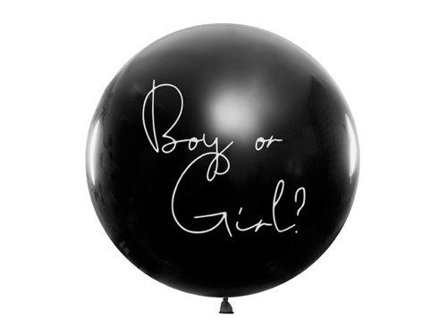 Balon olbrzym 1 m średnicy - czarny z nadrukiem Boy or Girl