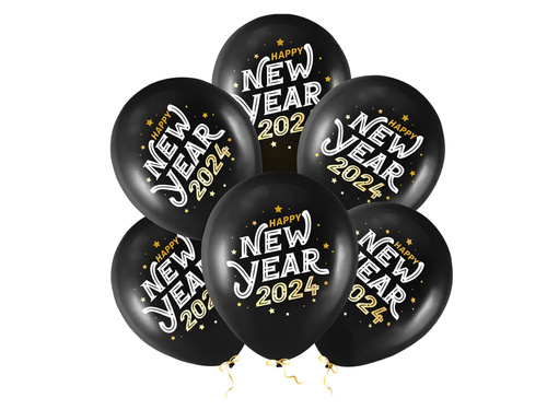 Balony lateksowe Happy New Year 2024 - 30 cm - 100 szt.