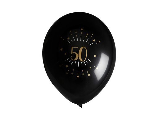 Balony lateksowe czarne z nadrukiem 50 - 23 cm - 8 szt.