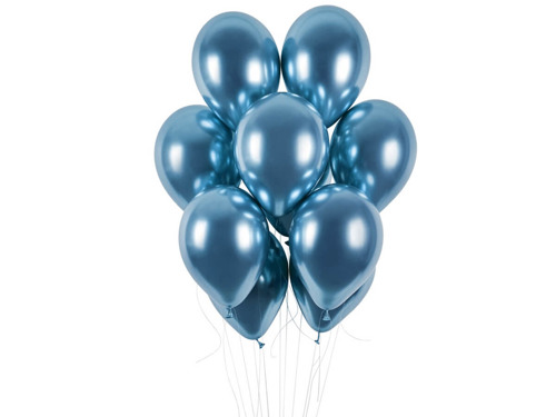 Balony lateksowe shiny niebieskie - 33 cm - 50 szt.