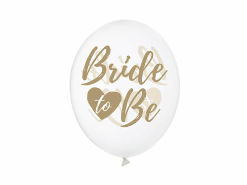 Balony przezroczyste ze złotym nadrukiem Bride to be - 30 cm - 50 szt.