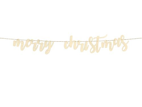 Baner Merry Christmas, drewniany - 87 x 17cm - 1 szt.