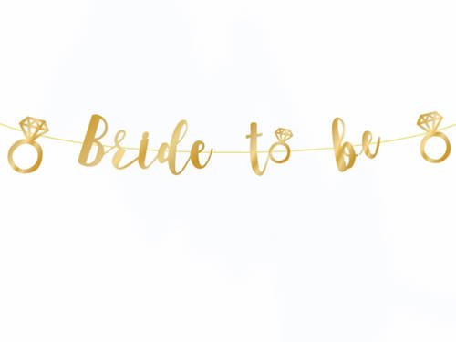 Baner z napisem Bride to be złoty - 150 cm - 1 szt.