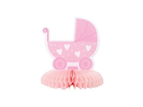 Dekoracja stołu Wózek różowy Baby Girl - 16 cm - 1 szt.