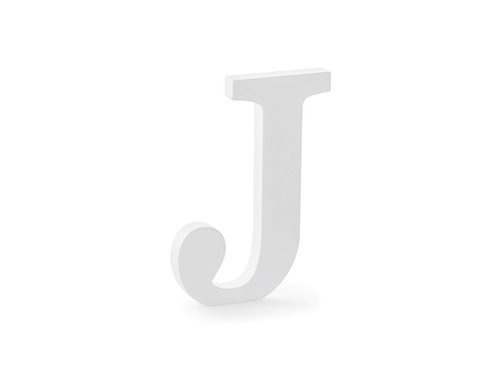 Drewniana dekoracja literka J - biała
