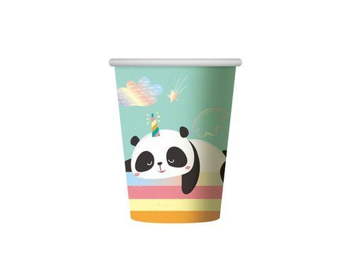 Kubeczki urodzinowe Rozmarzona Panda - 266 ml - 6 szt.
