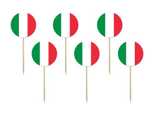Pikery na tort Flaga Włoch - 6 szt.