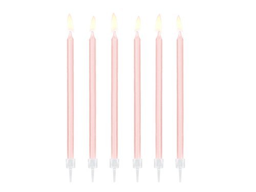 Świeczki urodzinowe jasnoróżowe - 14 cm - 12 szt.