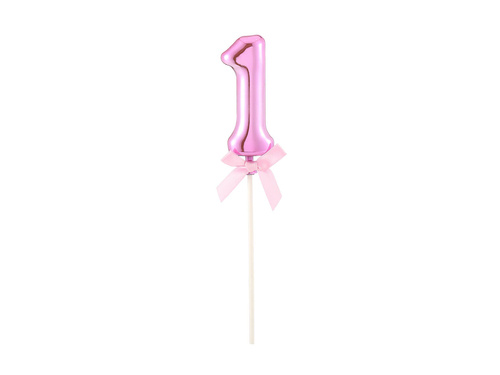 Topper na roczek z różową kokardką - 23,5 cm