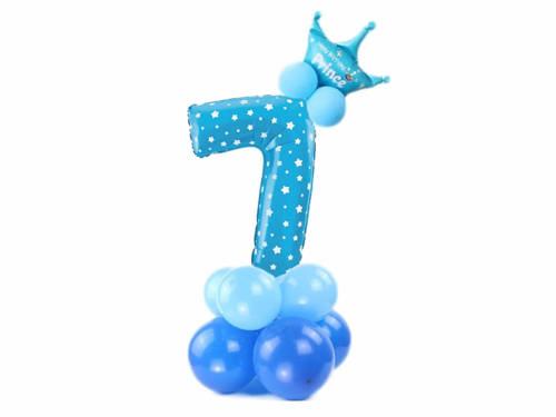 Zestaw balonów z cyfrą siedem niebieski - 15 szt.