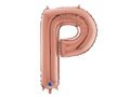 Balon foliowy litera P różowe złoto - 66 cm - 1 szt.